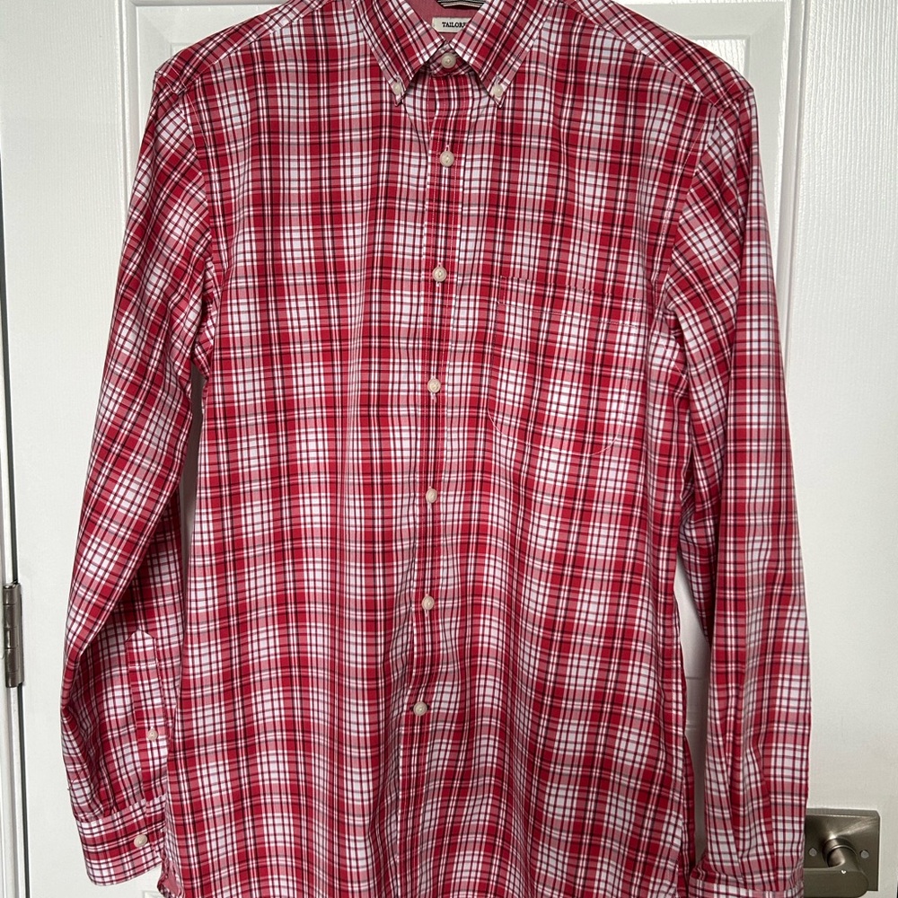 Jos. A. Bank Red and White Plaid Casual Shirt